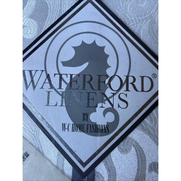 Luxury ANYA WATERFORD LINENS TABLECLOTH Oblong 70”x144” 12 To 16 WHITE RARE NEW - Picture 2 of 12